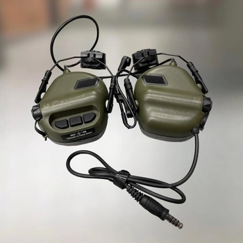 Навушники тактичні Earmor M32H, активні, з кріпленням на шолом і знімним мікрофоном, NRR 22, колір Олива