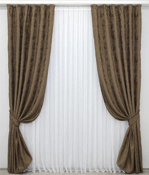 Комплект штор VR-Textil Sultan YL Туреччина жаккард №1203ш Коричневий 150х270 см 2 шт (33-0030)