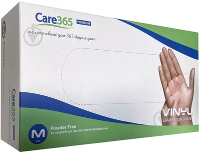 Медичні вінілові рукавички Care365 L 100шт/уп