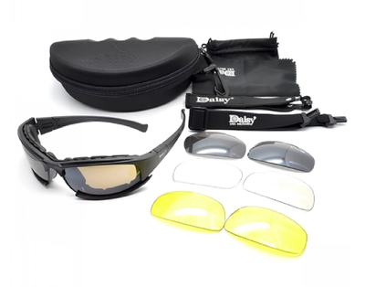 Тактические спортивные очки Daisy X7 Black 4 комплекта линз Чехол Ремешки