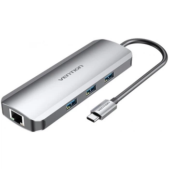 Док-станція Vention TOLHB USB3.1 Type-C-HDMI/USB 3.0x3/RJ45/SD/TF/TRRS 3.5mm/PD 100W Hub 9-in-1