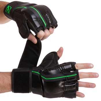 Перчатки для смешанных единоборств MMA Zelart 3089 размер S Black-Green
