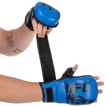 Перчатки для смешанных единоборств кожаные True Thai UFC 0487 размер S Blue-Black