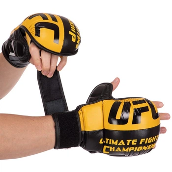 Перчатки для смешанных единоборств кожаные MMA UFC Heroe 0554 размер L Yellow-Black