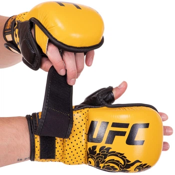 Рукавички для змішаних єдиноборств шкіряні True Thai UFC Heroe 0487 XL Yellow-Black