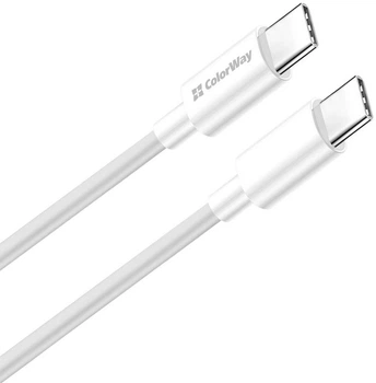 Кабель Colorway Type-C - Type-C (TPE) PD Fast Charging 65 Вт 3А 2 м Білий (CW-CBPDCC056-WT)