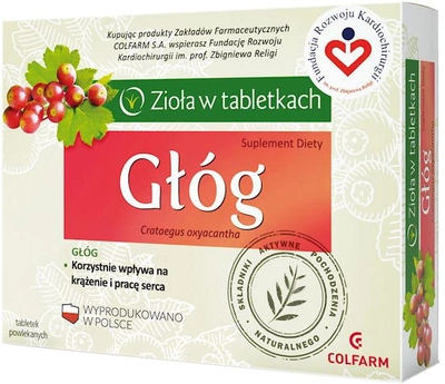 Suplement diety Colfarm Głóg 90 tabletek Wspiera Krążenie I Serce (5901130354504)