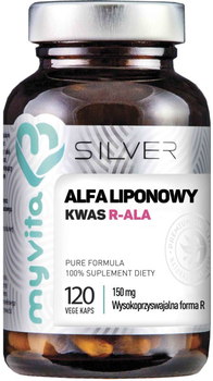 Дієтична добавка Myvita Silver 100% альфа-ліпоєва кислота R-Ala 120 капсул (5903021591302)