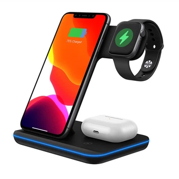 Беспроводная зарядка - стенд Smart Z5 3in1 Fast 15W (iPhone+Apple Watch+AirPods) Black