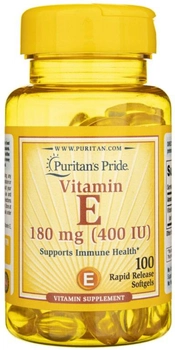 Дієтична добавка Puritans Pride Вітамін Е 400 МО 100 гелевих капсул (74312117701)