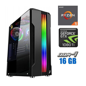Игровой ПК Tower AMD Ryzen 5 4500 (6(12) ядер по 3.6-4.1 GHz) NEW / 16GB DDR4 NEW / 480GB SSD NEW + 500GB HDD / GeForce GTX 1080 Ti, 11 GB GDDR5X, 352-bit / 700W NEW б/у