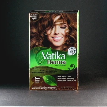 КАШТАНОВАЯ (ШАТЕН) краска для волос на основе хны Vatika Henna Mahogany 60 г +кисточка и перчатки