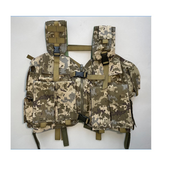 Разгрузка жилет 11 карманов РПС ременно-поясная система на карабинах M&W Military с плечевыми ремнями пиксель (5470)