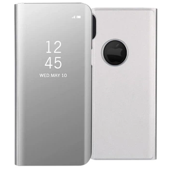 Чехол Mirror для Iphone X книжка зеркальный Clear View Silver