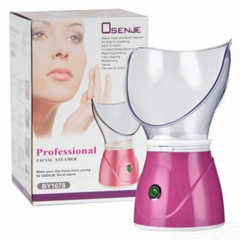 Паровая сауна для лица ингалятор 2в1 Отпариватель лица Professional Facial Steamer BY-1078 Osenjie 150 Вт Розовая