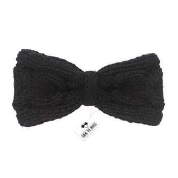 Метелик Bow Tie House в'язаний спицями чорний - ручна робота - з візерунком 08559
