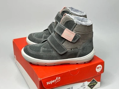 ​Зимние детские кожаные ботинки Superfit Groovy Gore-Tex 30 р серо-розовые