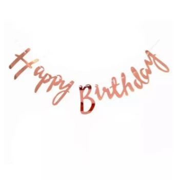 Паперова гірлянда Star Happy Birthday 1,5м рожеве золото 6969
