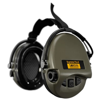 Тактичні активні навушники Sordin Supreme Pro X із заднім тримачем, 1 режим, колір – Олива