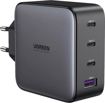 Мережевий зарядний пристрій Ugreen CD226/40747 1xUSB-A 3xUSB-C QC4.0 100W GaN Tech Fast Black