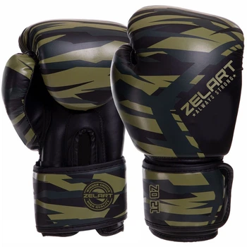 Перчатки для бокса и единоборств Zelart Fight Gear 3397 12 унций Olive-Black