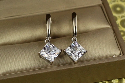 Серьги Xuping Jewelry подвески ромбики 3 см серебристые