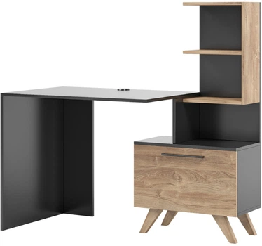 Письменный стол Mesa Тейс правый 125.5 х 60 х 75/122 см Дуб Графит/Дуб Канзас (МС-90)