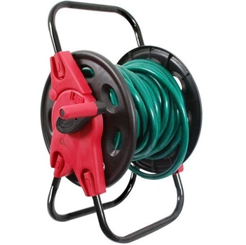 Котушка для шланга Intertool до 45 м шланга 1/2" без коліс сталь + ABS пластик вага 1.64 кг чорна з червоним (000043014)