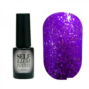 Гель-лак Naomi Self Illuminated SI 05 фиолетовый с блестками и слюдой 6 мл (769943218971)