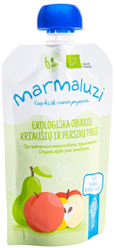 Органічне пюре Marmaluzi Яблучно-грушево-персикове в паучі 90 г (4779031612990)