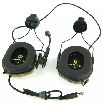 Тактичні навушники EARMOR M32Н Coyote з кріпленням