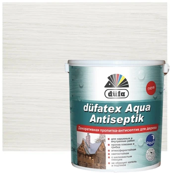 Антисептик для дерева Dufa Dufatex Aqua белый шелковистый глянец 10 л