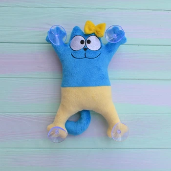 М'яка іграшка Baby Textile Кіт Саймон на присосках "Ukraine" ручна робота 26 см Жовто блакитний 1374926