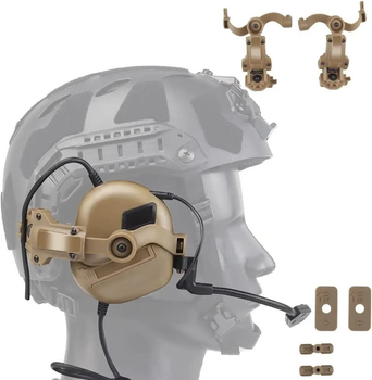 Комплект активні навушники + кріплення (чебурашка) EARMOR M32 Койот