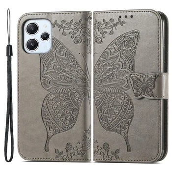 Чехол-книжка с рисунком UniCase Butterfly Pattern для Xiaomi Redmi 12 - Grey