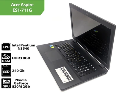 Ноутбук Acer Aspire ES1-711G (17.3" / Intel N3540 / 8Gb / SSD 240Gb / GeForce 820M) Б/В