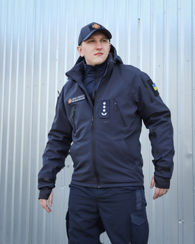 Куртка тактична Хантер Софтшелл темно-синя на сітці 48 No Brand 1732657036
