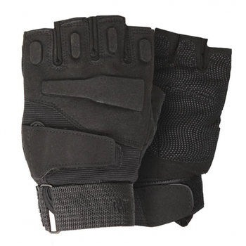 Перчатки тактические короткие мужские без пальцев Han-Wild HW72 XL с защитными вставками taktical Чёрные