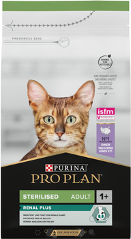 Сухой корм для взрослых кошек после стерилизации Purina Pro Plan Sterilised Adult 1+ Renal Plus с индейкой 1.5 кг (7613033566592)