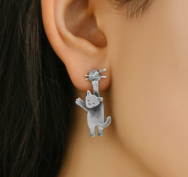 Сережки у вигляді котиків зі срібла 925 (АРТ. №6194) Dadiverin Jewelry