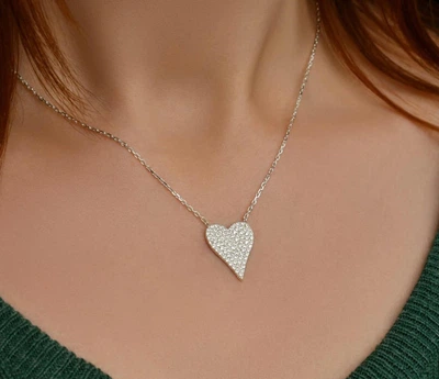 Срібне кольє з серцем, у якому фіаніти, Розмір M (АРТ. №280b/m) Dadiverin Jewelry