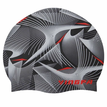 Шапочка для плавания силиконовая Yingfa Swimming Cap 0080 Black-Grey-Red