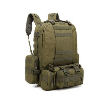 Рюкзак тактический с 3 подсумками Tactical Backpack Олива на 55 литров с креплением MOLLE