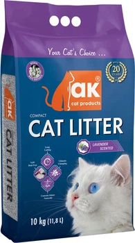 Наповнювач бентонітовий AK Cat Products Compact Cat Litter запах лаванди 10 кг (8699245877557)