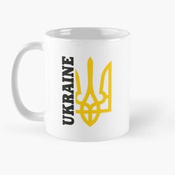 Чашка Керамічна Кружка з принтом Ukraine Класичний Герб України Тризуб Біла 330 мл