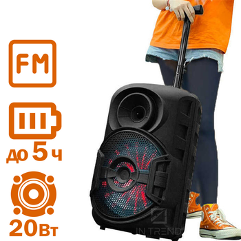 Колонка Column 06 Чёрная Беспроводная переносная акустическая система Bluetooth с подсветкой микрофоном AUX microSD