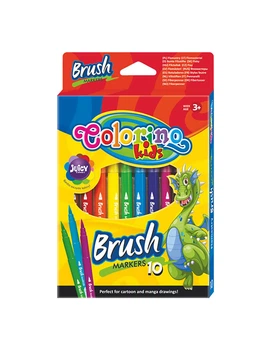 Фломастеры "Brush" с пишущим узлом в виде кисточки с разной толщиной линии письма 0,1 мм и 5 мм 10 цветов 65610PTR 5907690865610