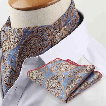 Аскот Bow Tie House сірий з блакитним в огірках з хусткою 10113