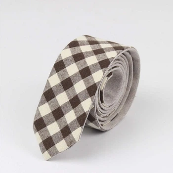 Краватка Bow Tie House Basic коричнева бавовняна в клітку та однотонна двостороння 09404
