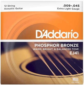 Струны для акустических гитар D'Addario EJ41 PHOSPHOR BRONZE 12-STRING EXTRA LIGHT (09-45)